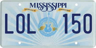 MS license plate LOL150