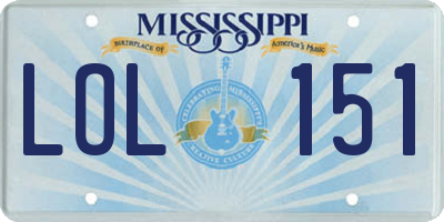 MS license plate LOL151