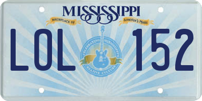 MS license plate LOL152