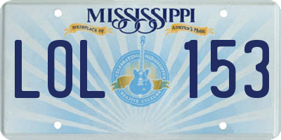 MS license plate LOL153
