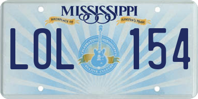 MS license plate LOL154