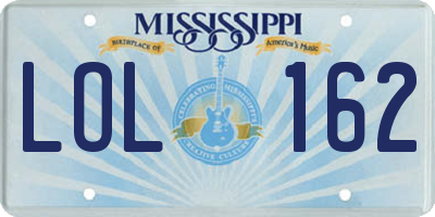 MS license plate LOL162