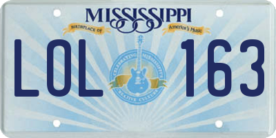 MS license plate LOL163
