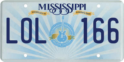 MS license plate LOL166