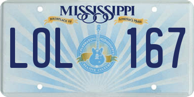 MS license plate LOL167