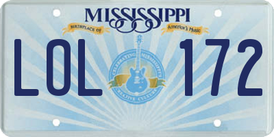 MS license plate LOL172