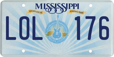 MS license plate LOL176