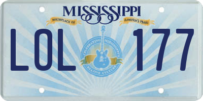 MS license plate LOL177