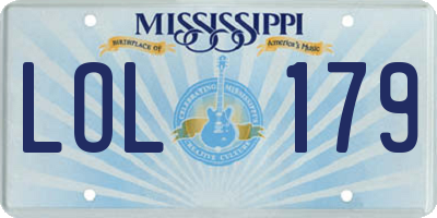MS license plate LOL179
