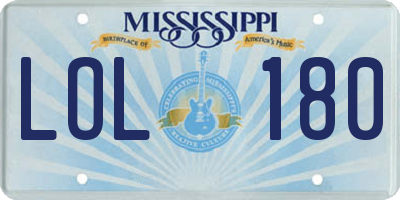 MS license plate LOL180
