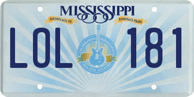MS license plate LOL181