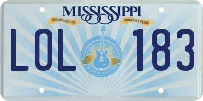 MS license plate LOL183