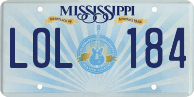 MS license plate LOL184