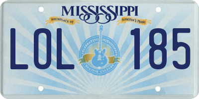 MS license plate LOL185