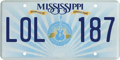 MS license plate LOL187
