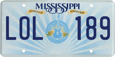 MS license plate LOL189