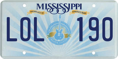 MS license plate LOL190