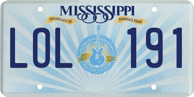 MS license plate LOL191