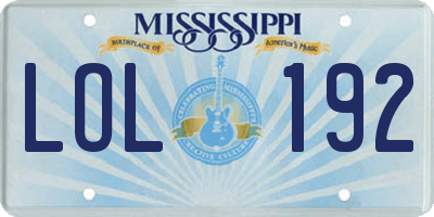 MS license plate LOL192