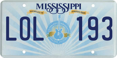 MS license plate LOL193