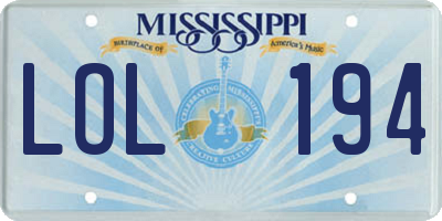 MS license plate LOL194