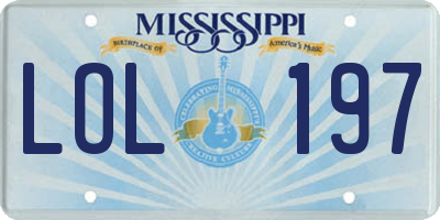 MS license plate LOL197