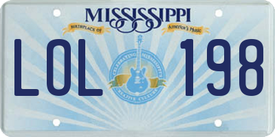MS license plate LOL198