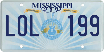 MS license plate LOL199