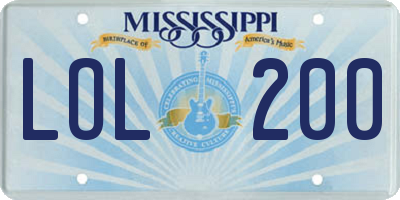 MS license plate LOL200