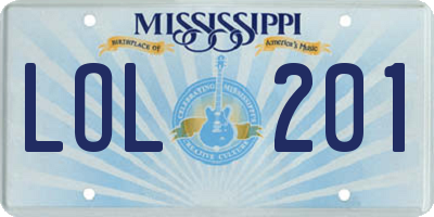 MS license plate LOL201
