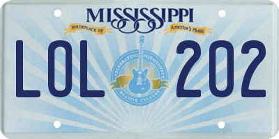 MS license plate LOL202