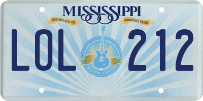 MS license plate LOL212
