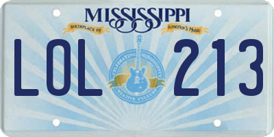 MS license plate LOL213