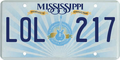 MS license plate LOL217
