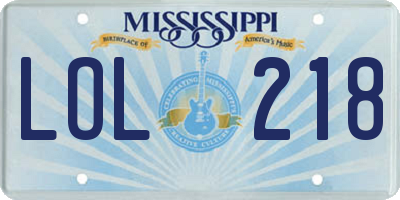 MS license plate LOL218