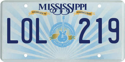MS license plate LOL219