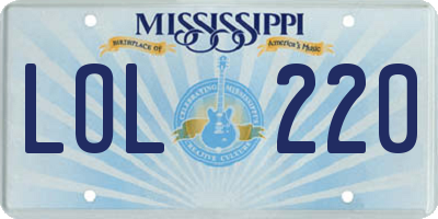 MS license plate LOL220