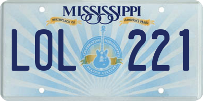 MS license plate LOL221