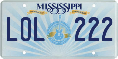 MS license plate LOL222