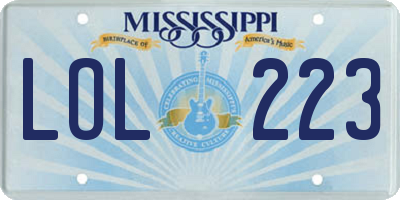 MS license plate LOL223