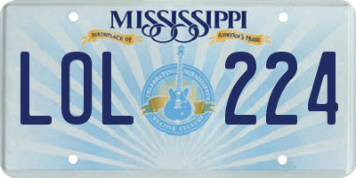 MS license plate LOL224