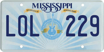 MS license plate LOL229