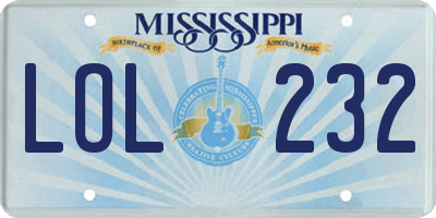 MS license plate LOL232