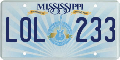 MS license plate LOL233