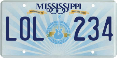 MS license plate LOL234