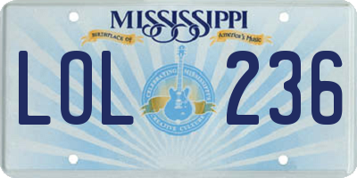 MS license plate LOL236