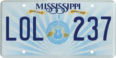 MS license plate LOL237