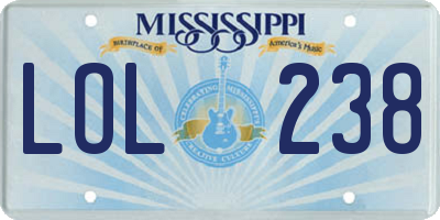 MS license plate LOL238