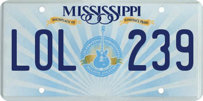 MS license plate LOL239