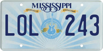 MS license plate LOL243
